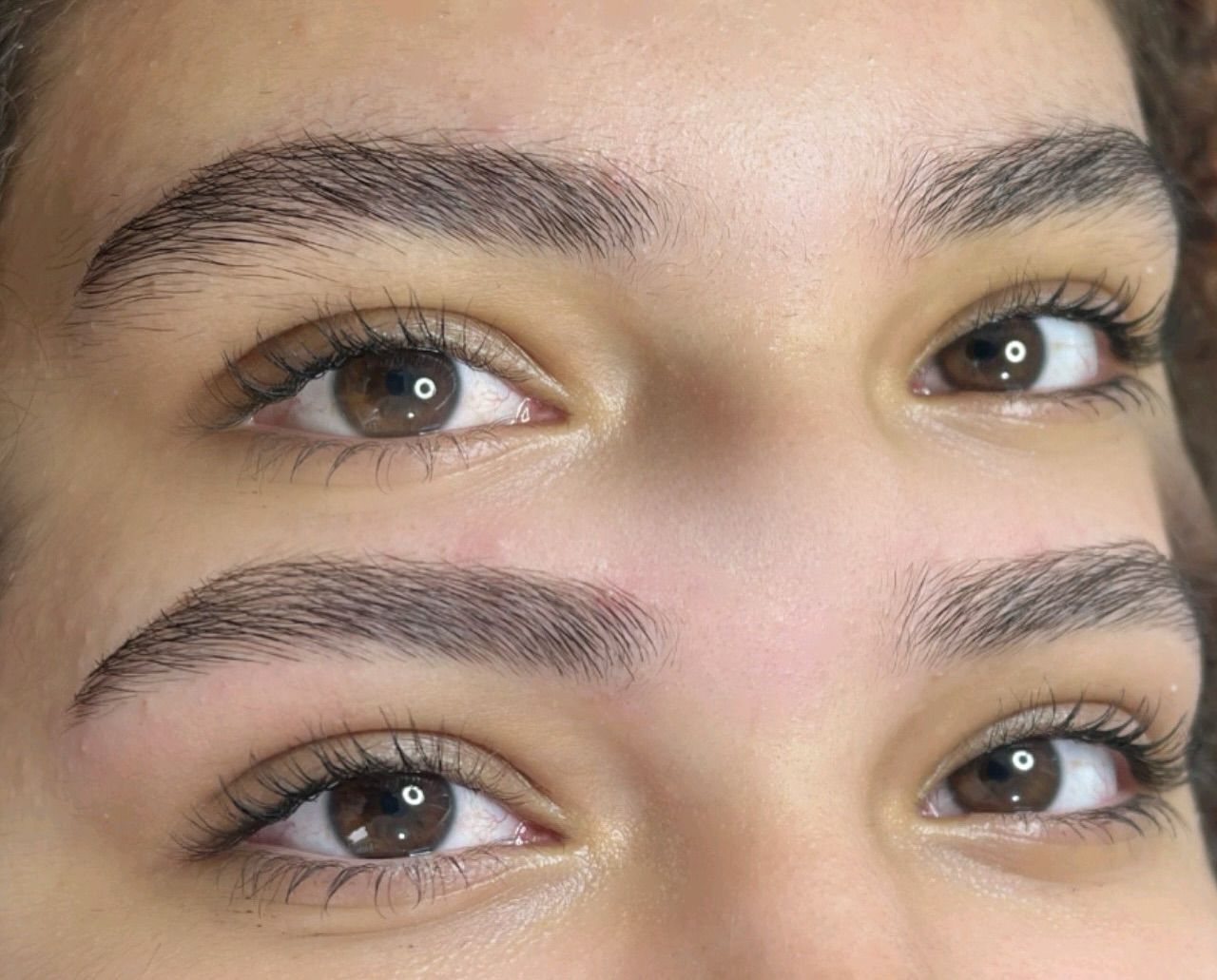 Antes e depois de design de sobrancelhas