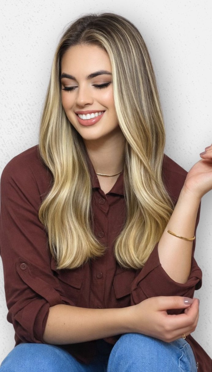 Larissa Mendes, designer de sobrancelhas, sorrindo em seu studio